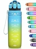 Niggeey Sport Trinkflasche 500ml, 700ml, 1L, 1,5L Trinkflasche Kinder Auslaufsicher, BPA-frei Tritan Motivierende Wasserflasche mit Zeitmarkierung, Sportflasche für Kinder, Schule, Fitness, Gym