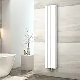 EMKE Design Heizkörper Schmal Hoch, 1600x304 mm Vertikal Flachheizkörper mit Mittelanschluss, Doppellagig Weiß Paneelheizkörper Wandheizkörper für Bad, Schlafzimmer & Wohnzimmer, 966W