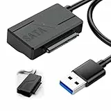 Dewlawn SATA auf USB 3.0 Adapter für 2.5 3.5 Zoll SSD/HDD Festplatten, USB 3.0 auf SATA Festplatten Adapterkabel für Desktops Laptops, Kompatibel mit Windows, Mac und Linux