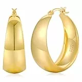 Senteria Creolen Gold Groß Hypoallergen 14K Vergoldete Ohrringe Gold Creolen Leichte Dick Ohrringe Damen 30mm
