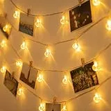 Koopower 30 LED Lichterkette mit Timer, Kristall Kugeln auf 5m Wasserdichter Draht mit USB-Stecker, Fernbedienung (dimmbar, 8 Programm), Warmweiß+mehrfarbig