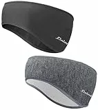 Sport Stirnband für Damen und Herren - Frühling/Herbst/Winter/Ohrenwärmer Stirnbänder Ohrenschützer Warm Headband for Jogging, Laufen, Wandern, Fahrrad und Motorrad Fahren (Schwarz + Hellgrau)