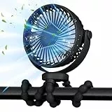 POPERFUN Tragbarer Kinderwagen Ventilator 5200mAh 40 H,Stroller Fan 3 Geschwindigkeiten 360°Drehbar,Wiederaufladbarer Ventilator USB für Autositze,Kinderbetten,Büro,Reisen,Camping