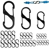 DALAETUS 30 Stück S Karabiner Set, Karabiner mit Doppelter Federöffnung, Karabinerhaken für Camping oder Zuhause, Schlüsselanhänger für Haushalt, Wanderungen Freien, Angeln (50mm/40mm/32mm)