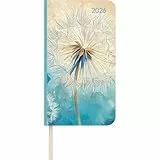 Alpha Edition - Lady Journal Slim Blowballs 2026 – Taschenkalender 9×16cm – Weekly – kompakter Wochenplaner mit Notizseiten, Info- & Adressteil – 128 Seiten