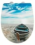WENKO WC-Sitz Boat, High Gloss Oberfläche, Toilettendeckel mit Absenkautomatik aus bruchstabilem Thermoplast, recycelbarer Kunststoff, Maße (B x T): 36,5 x 45 cm, Mehrfarbig