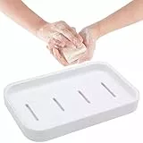 1 Seifenschale für Badezimmer, Seifenschale für Dusche, Behälter für trockene Seife, doppellagige Seifenschale, abtropfen und trocken halten, für Badezimmer, Küche, Waschbecken (weiß)