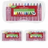 Faber-Castell 120011 - Wachsmalkreiden Jumbo, 12er Box sortiert (Packung mit 3)