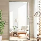CASSILANDO 193x86cm Standspiegel, Boden großer Spiegel, stehender Spiegel, gegen Wand für Schlafzimmer, Verkleidung und an der Wand befestigter dünner Rahmen Spiegel, Schwarz