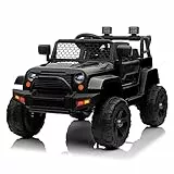 LEADZM Kinder Elektroauto, Elektroauto für Kinder 12V, 4 Eva Räder, 12V 7ah, Fernbedienung, Kinderauto Kinderfahrzeug (Sschwarz 1)