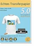 TransOurDream 20 Blatt X A4+1 Silikonpapier, Echte Inkjet Transferfolie(Folie ist durchscheinend),Bügelfolie für helle Textilien,Kein Spiegeldruck,T-Shirt Papier für helle Stoffe(2-5.0-20)