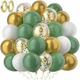 Luftballons Grün Gold, Salbei Grün Gold Weiß luftballons hochzeit Set 60 Stück 12 zoll Ballons mit 2 Rollen Band für Geburtstag Jubiläum Party Dekoration Graduierun