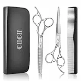 CIICII Friseurschere, Haarschneideschere Profi Set (6,7 Zoll Haarschere & Effilierschere) Haar Bart Trimmen Formung Pflege für Männer Frauen Haustiere Familie Friseursalon (Silber)