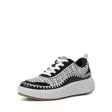 DREAM PAIRS Damen Sneaker Chunky Platform Gewebtes Design Frauen Mode Sneaker,Size 38.5,Schwarz/Weiss,SDFN2379W