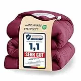 WAVVE Bettdecke 135x200 cm Ganzjahresdecke 4 Jahreszeiten, Steppdecke 300gsm Mikrofaser 135x200cm, Super Weiche Zudecke Schlafdecke Atmungsaktive 135 x 200, Rot