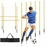 Eikuavons Slalomstangen Fussball Set, Slalom Poles 6, Horizontale Stöcke 2, 150cm Slalom Stangen mit Feder, Sprunghafte Agilität Stangen, Fussball trainingszubehör für Koordinationstraining