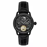Thomas Earnshaw Longitude Shadow ES-8063-03 Herren-Armbanduhr mit Automatikgetriebe, graues Zifferblatt mit Skelett-Anzeige, schwarzes Lederarmband