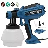 Farbsprühsystem 700W HVLP mit 4 Düsen & 3 Sprühmuster, Elektrische Lackierpistole mit Blas- & Reinigungsfunktion, 1200ml Tank, Sprühpistole für Möbel, Wände, Türen, Zäune, DIY