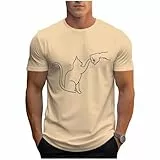 KOG T-Shirts für Herren Sommer Tshirts Kurzarm Oberteile Grafik Arbeitsshirt Strand Baumwolle Tee Teenager Oberteil Bequemes Wandershirt Jungen Freizeit Freizeitshirt Khaki M