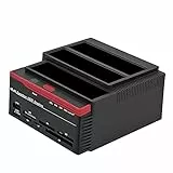 ciciglow USB 3.0 Externe Festplatten Dockingstation, Offline Clone HUB Reader, 2.5inch 3.5inch Dual-Bay, SATA & IDE HDD Dockingstation mit 3 Schächten, für Win 2000/XP/Vista/Win7/8(Schwarz)