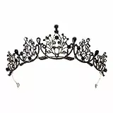 Minkissy Gothic Barock Krone Barock Königin Krone Strass Hochzeit Diademe Kristall Stirnband Tiara für Halloween Cosplay