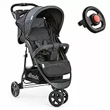 hauck Buggy Citi Neo 2 mit Spielzeug Lenkrad und XXL Zubehörpaket | Regenschutz & Mückennetz | Dreirad Kinderbuggy mit Liegefunktion, leicht & klein zusammenklappbar - Caviar Stone