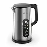 Krups Selection Wasserkocher, 1,7 Liter Fassungsvermögen für bis zu 6 Tassen, 6 Temperaturen, Real-Time Display, Warmhaltefunktion, kühle Außenseite, Auto-Abschaltung, Edelstahl, BW871DF0