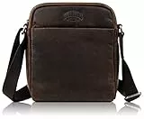 KLONDIKE 1896 Echtleder Schultertasche 'Jack', praktische und robuste Umhängetasche für Damen und Herren, dunkelbraun