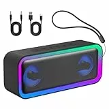 Bluetooth Lautsprecher mit Licht, Musikbox Bluetooth 5.4, 40W Stereo Bass Boost, IPX7 Wasserdicht, 7 RGB Lichtmodi, 30h Spielzeit, Party-Lautsprecher für Innen & Outdoor, TWS, AUX, TF-Karte