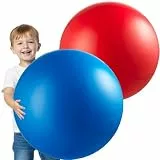 PlayBolt Jumbo 18 Zoll Spielplatzbälle (2er Pack, Rot und Blau) - Großer aufblasbarer Gummi Kickball für Kinder Kleinkinder Jungen Mädchen Sport Gym