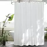 EurCross Duschvorhang 180x200 cm Weiß Textil,Anti-schimmel Wasserdicht und Trocknet Schnell,Waschbar Hochwertig Stoff Duschvorhänge Badewanne 1.8 x 2m Lang mit 12 Ringen