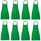 XIEJINJIA 8 Stück Kinder Schürze Wasserfest Verstellbar mit Taschen Koch Kind Kochen Backen Malen für Jungen und Mädchen Grün