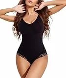 SURE YOU LIKE Shapewear Damen Figurformender Body Shaper Spitze String Shaping Bodysuit Tanga, Schwarz, XXL