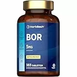Boron 5mg Reines Bor je Tablette | 1 Jahr Vorrat - 365 Vegane Tabletten | aus Natrium Borat | Hochdosiert | Ohne unerwünschte Zusätze | Boron Supplement | von Horbaach