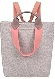 Fritzi Ju Leo Sand Rucksack Nylon Damen Backpack Festival City vegan Leoprint ultraleicht verstellbare Gurte 38 x 30 x 17 cm, Beige