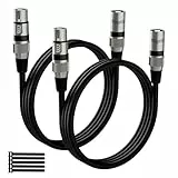 Mygatti XLR-Kabel Mikrofonkabel 2m(2 pack,schwarz),Stecker auf Buchse,3 polig abgeschirmt ausbalanciert Patchkabel,mit EMI-und RFI-Unterdrückung,Kompatibel mit Verstärker,Lautsprecher+5 Kabelbinder