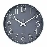 jomparis 30cm Modern Quartz Lautlos Wanduhr Schleichende Sekunde ohne Ticken Analoge Wanduhr Dekor für Wohnzimmer, Zimmer, Büro (Grau)