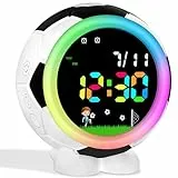 Edillas Wecker Kinder Digital Fußball/Pfirsich Aussehen mit Nachtlicht,Snooze,6 Klingeltönen,12/24h,Dual Alarm,Einschulung Geschenk für Jungen Mädchen 4-15 Jahre (Fußball)