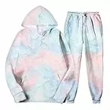 Auifor Herren Trainingsanzug,3D Tie Dye Zweiteilige Sportbekleidung Hoodie Sporthose Unisex Sportbekleidung Anzug,Damen Sweatjacke Pullover Damen Winter Sweatshirts Herren（Rosa,Mittel