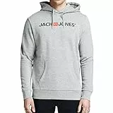 JACK & JONES Herren Kapuzenpullover (Light Grey Melange, XL)