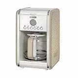 Ariete Vintage 1342 Retro Americano-Kaffeemaschine, Hartglaskaraffe, bis zu 12 Tassen, 24-Stunden-Timer, Auto-Abschaltung, Anti-Drip-Funktion, 1,5 L Fassungsvermögen, Beige