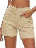 Alaster Queen Shorts Damen Mit Taschen Einfarbig The Comfy Baggy Cargo Freizeit Kurze Hose Damen Beige L