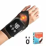 Handgelenk Massagegerät mit Rotlichttherapie, Elektrisches Handmassagegerät mit 3 Heizstufen & 3 Vibration, Wiederaufladbare Manschette gegen Karpaltunnel, Arthritis (Schwarz 1 Stück)