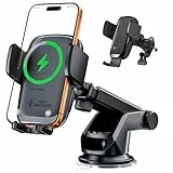 KPON Handyhalterung Auto mit Ladefunktion, 15W Qi Induktive Ladestation Auto mit Sauger & Clip, Automatische Klemmung Kfz Wireless Charger für iPhone 17/16/15/14/13, Samsung (Ohne Zigarettenanzünder)