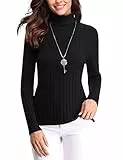 Gyabnw Pullover Damen Winter Langarmshirt Casual Rollkragen Oberteile Basic Slim Fit Strickpullover Einfarbig Elegant Pulli Stretch Tops