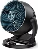 Dreo 28dB leiser Tischventilator, 30cm hoher Ventilator mit Kühlung, 3 Geschwindigkeiten 21m Luftstrom, 120° verstellbar Neigungswinkel Turbo-Luftzirkulator, tragbarer Lüfter für Schlafzimmer, Schwarz