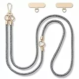CHUQING Handykette Glitzer Handyband zum Umhängen Universal mit Strass Schlüsselband Lang Handy Umhängeband Phone Lanyard Band für Handyhülle Grau
