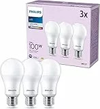Philips Classic LED E27 Lampe, 100W, matt, neutralweiß, nicht dimmbar, 3er Pack, Kaltweiß
