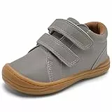 IceUnicorn Lauflernschuhe Kinder Jungen Kinderschuhe Mädche Weich rutschfest Kindergartenschuhe Leder Barfußschuhe Kinder Lederschuhe(Klassisch Grau, 25EU)
