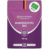 Mariendistel Bio Kapseln - Hochdosiert 900mg - Reines Silymarin Extrakt Ohne Zusätze - 120 Stück Vegan im Ökologisch Nachhaltigen Flow Pack - Premium Qualität - Nutrimea